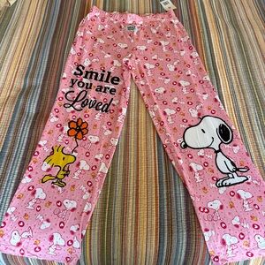 Brief Insanity Peanuts Pajama Lounge Pants XXL Snoopy Woodstock Love Pink NWT